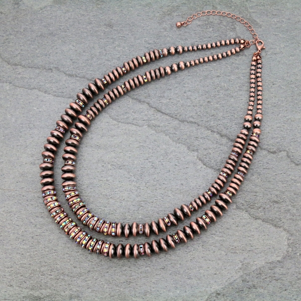 Navajo Pearl Layered Necklace-KN-0004/COP