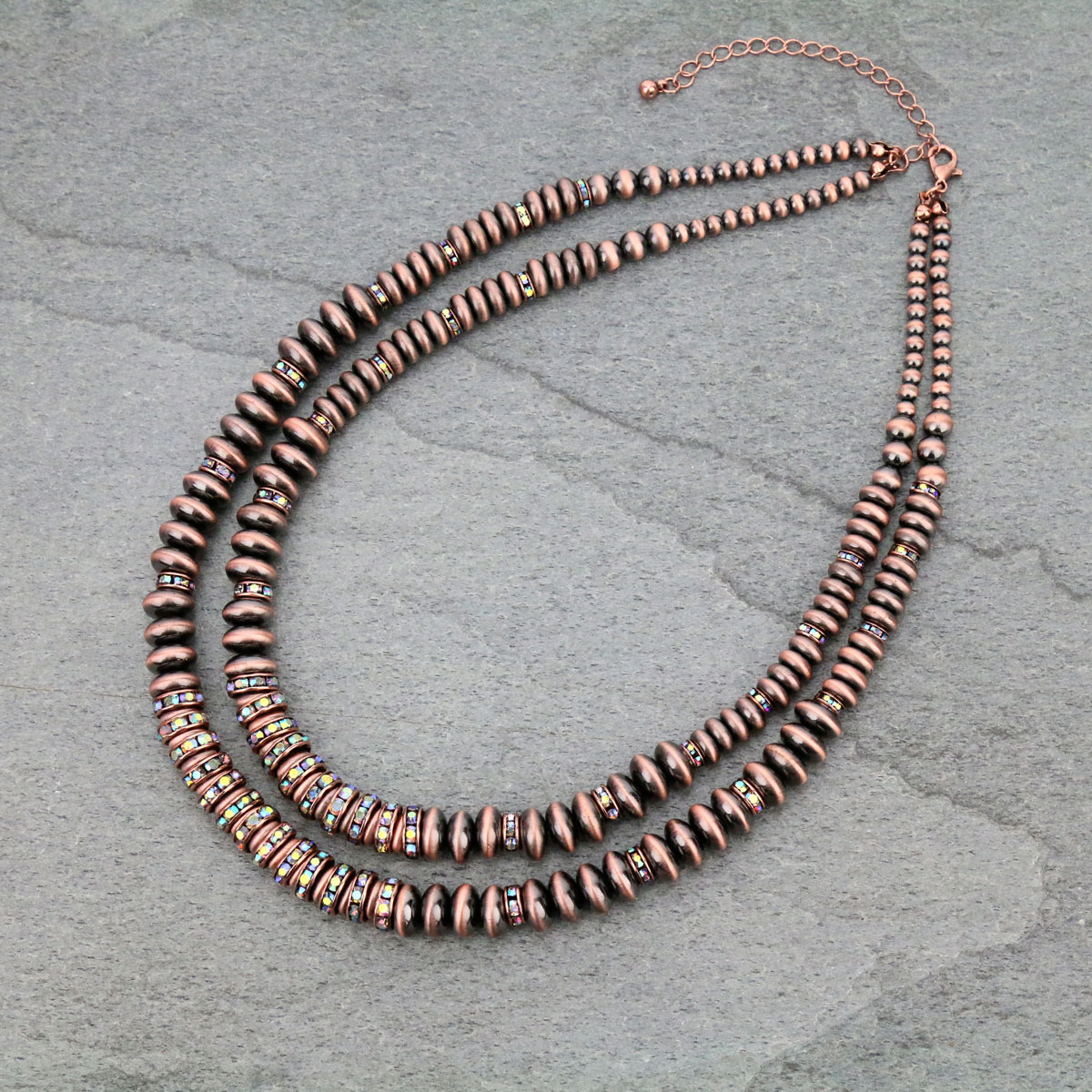 Navajo Pearl Layered Necklace-KN-0004/COP