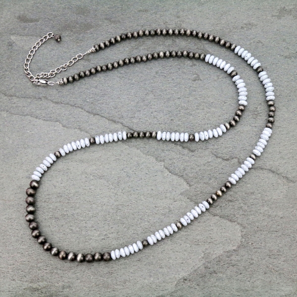 White Beaded Necklace-733455