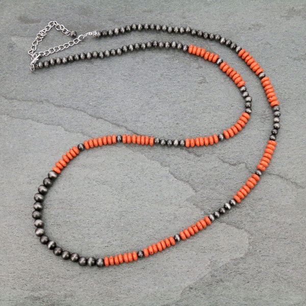 Orange Beaded Necklace-733420