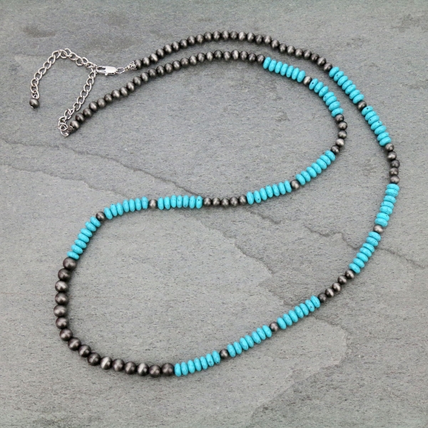 Turquoise Beaded Necklace-733525