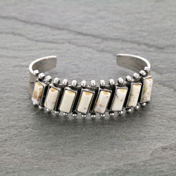 Natural White Stone "C" Cuff Bracelet-711074