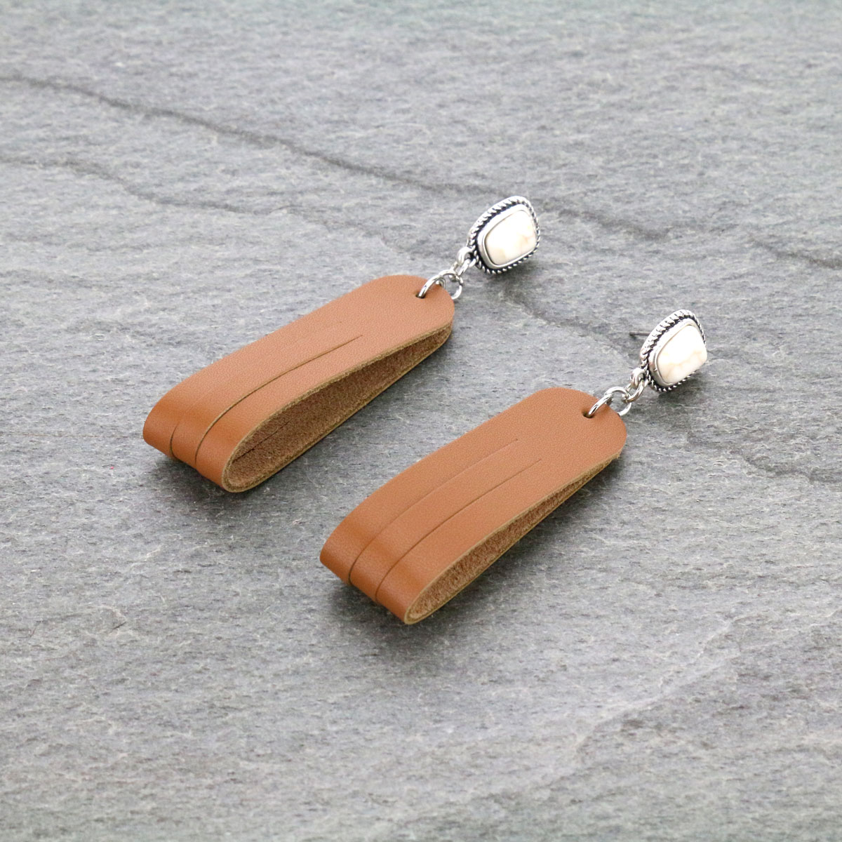 Leather, Natural Stone Earrings-720784