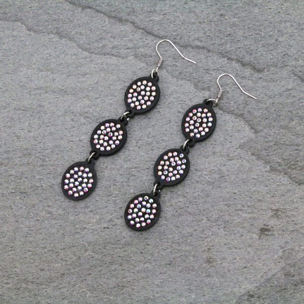 Wood Drop with Stone Dangle Earrings-ER1106/BLK