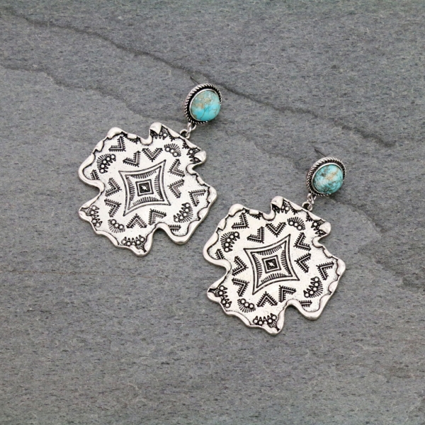 Natural Stone Post Aztec Post Earrings-721295