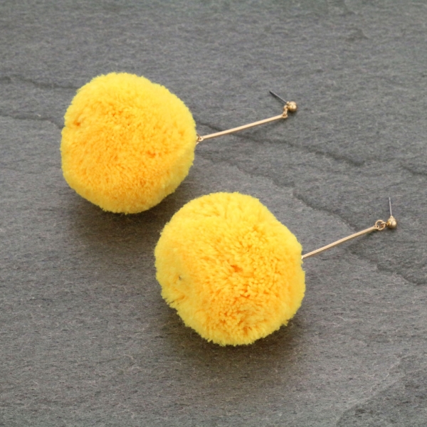 Wool Yarn Stud Earrings-TE-0160/YEL