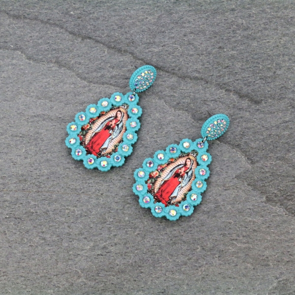 Mother Of Guadalupe Post Earrings-ER0738/TQ