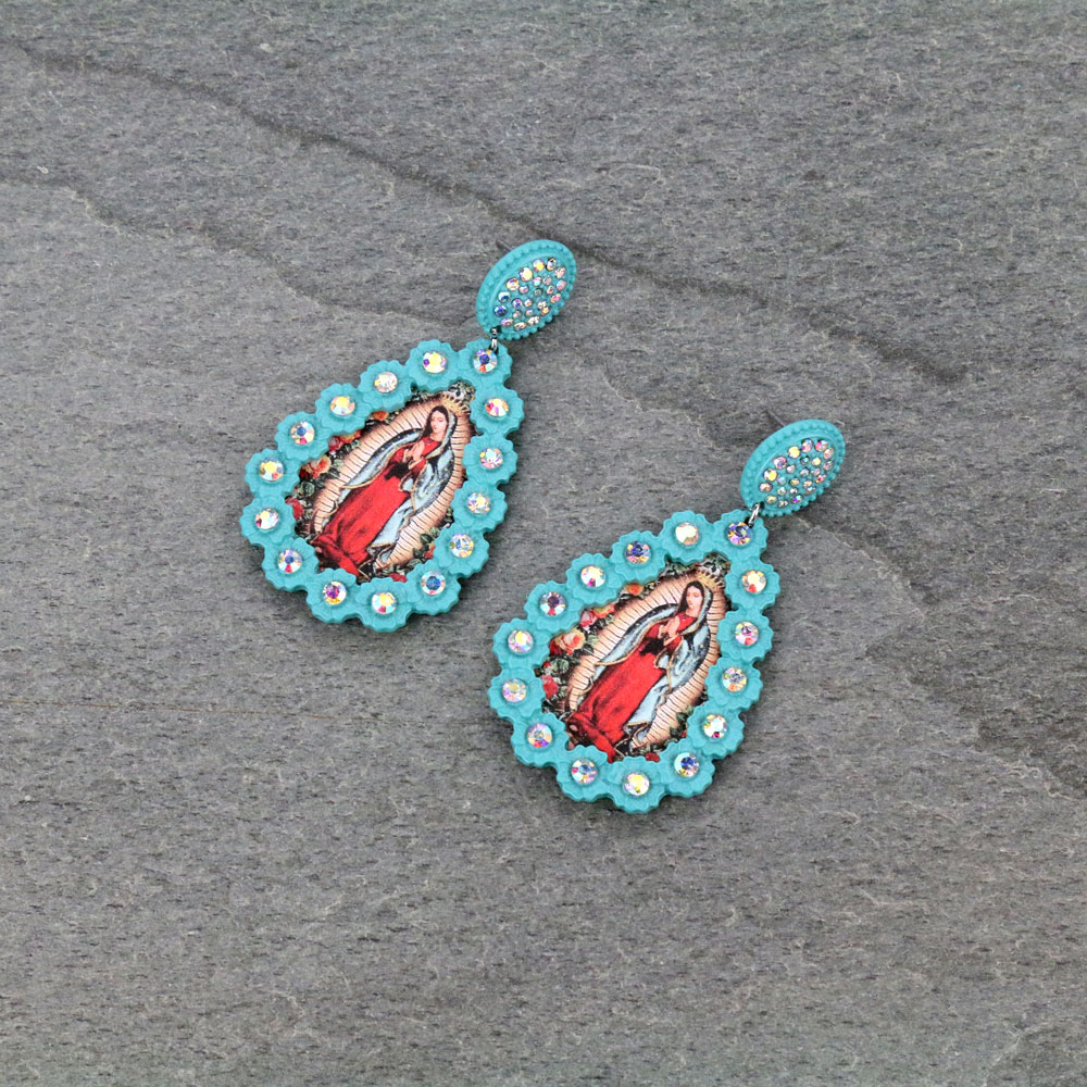 Mother Of Guadalupe Post Earrings-ER0738/TQ