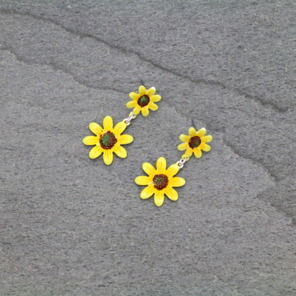 Sunflower Stud Earrings-QE5346/YL