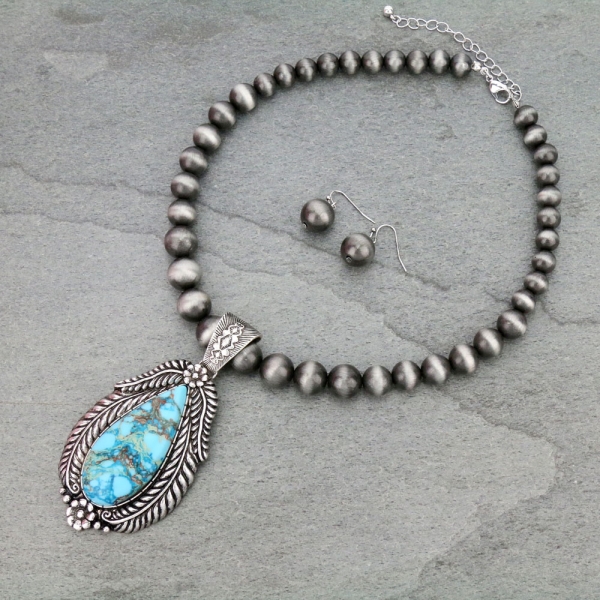 Western Navajo Style Teardrop Necklace Set