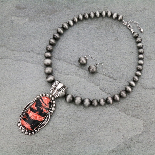 Western Navajo Style Oval Necklace Set