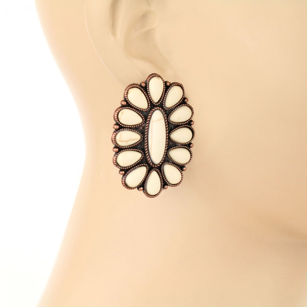 Western Concho Stone Stud Earrings - Image 2