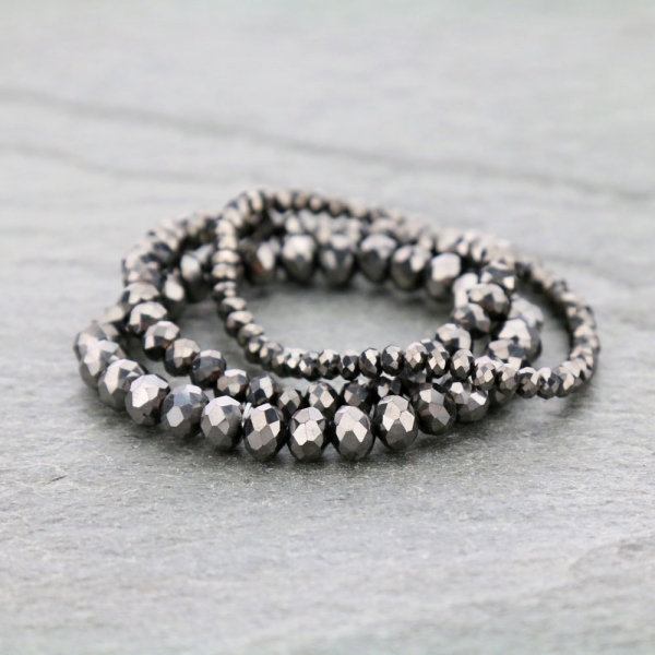 Small Crystal Bead Stackable Stretch Bracelet - Image 2