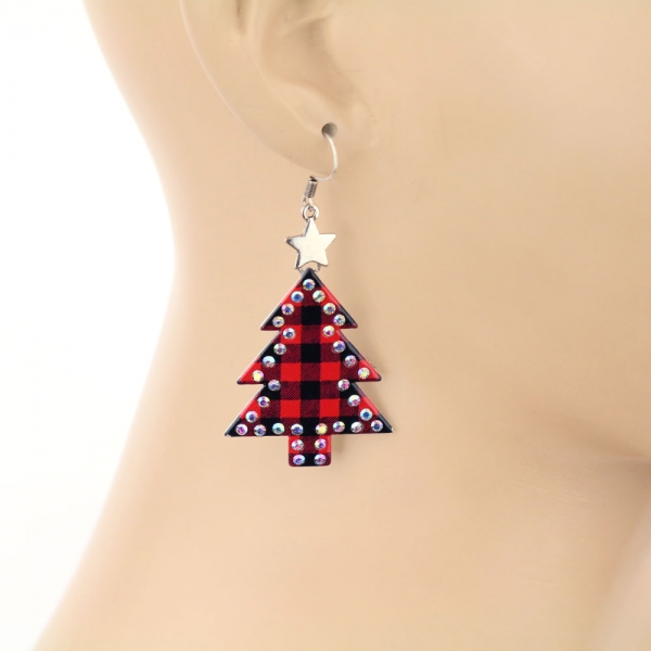 Christmas Tree Fish Hook Earrings - Image 2