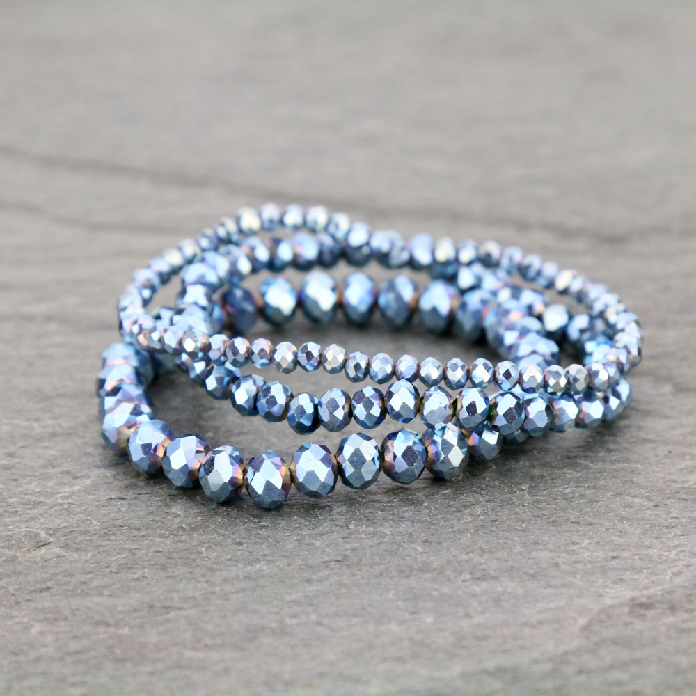 Small Crystal Bead Stackable Stretch Bracelet - Image 2