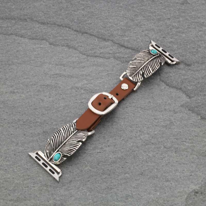 Western Feather Apple Watch Leather Bands-SW0003/L/SBTQ