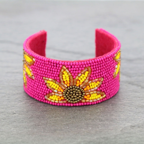 Sunflower Seed Bead Cuff Bracelet