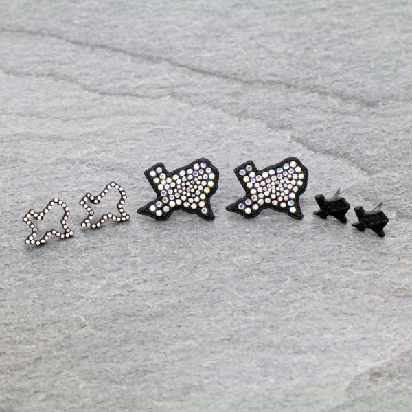 3 Pair Texas Map Earring Set