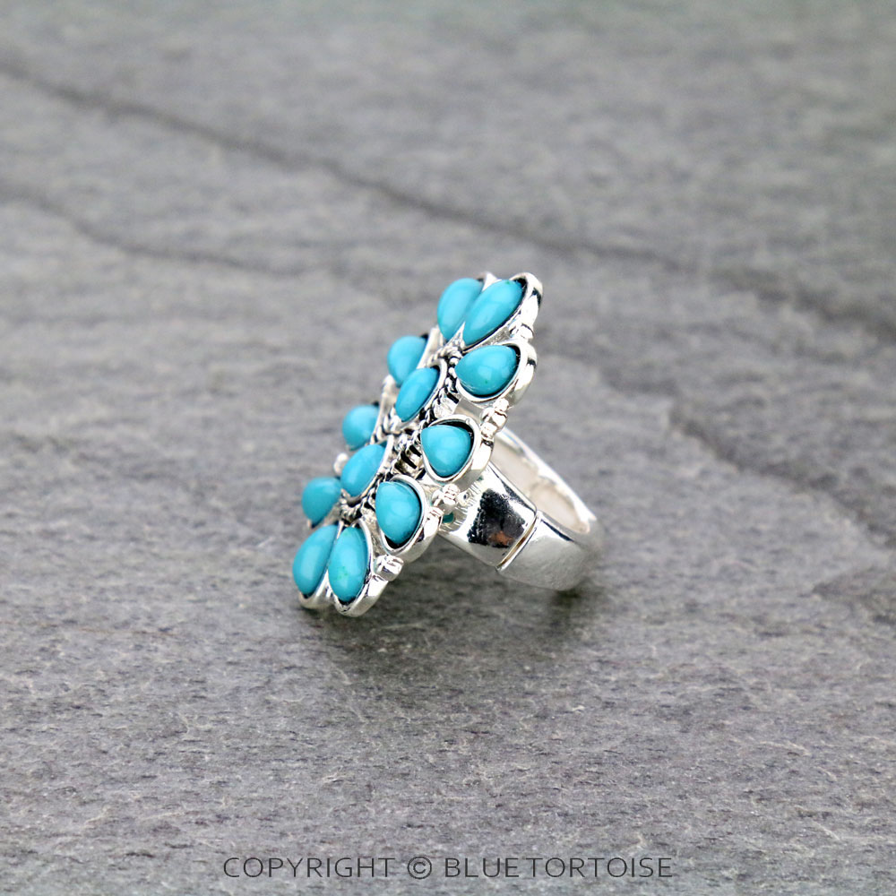 Western Acrylic Stone Teardrop Stretch Ring – Bluetortoisewholesale