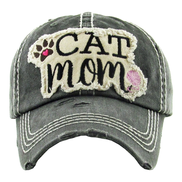 "CATMOM" Washed Vintage Ball Cap