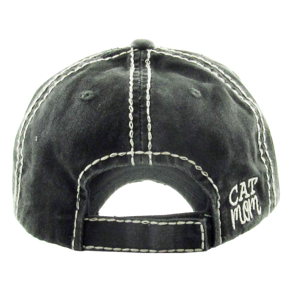 "CATMOM" Washed Vintage Ball Cap - Image 2
