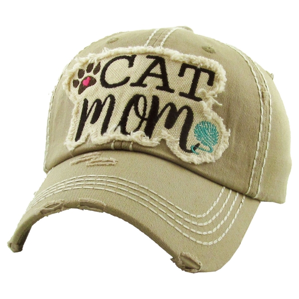 "CATMOM" Washed Vintage Ball Cap - Image 3