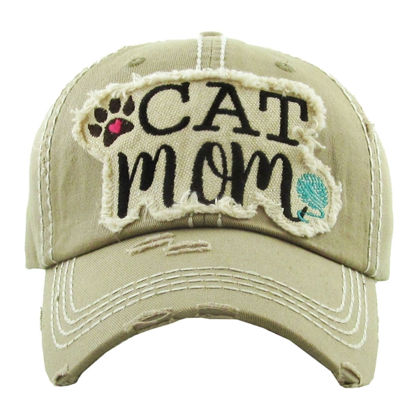 "CATMOM" Washed Vintage Ball Cap