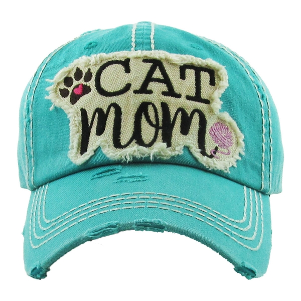 "CATMOM" Washed Vintage Ball Cap