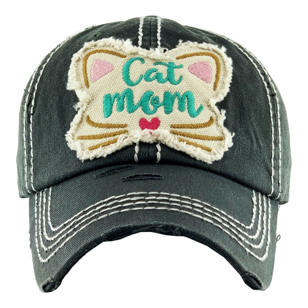 "CATMOM" Washed Vintage Ball Cap