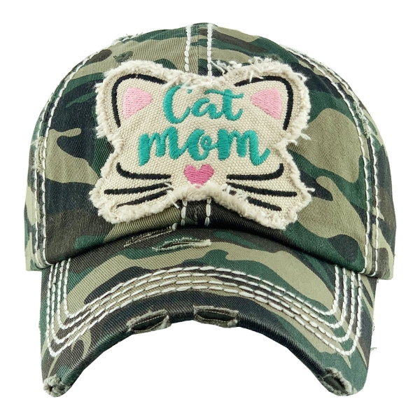 "CATMOM" Washed Vintage Ball Cap
