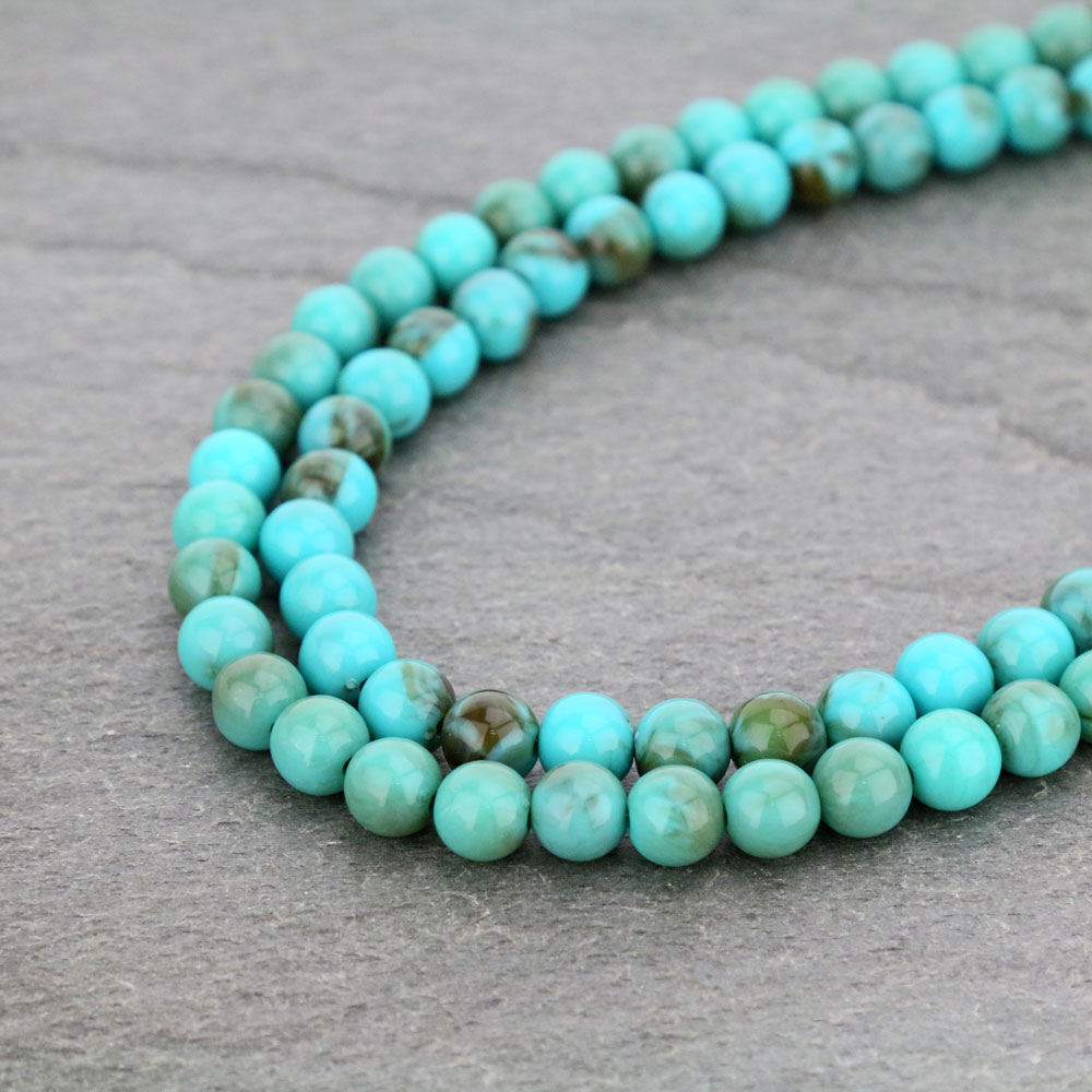 Long Turquoise Round Beaded Necklace Bluetortoisewholesale