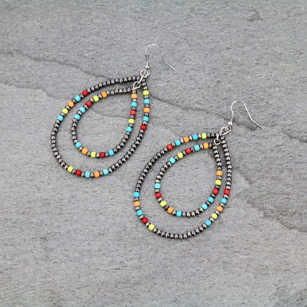Navajo Turquoise Heishi Beaded Earrings 42946