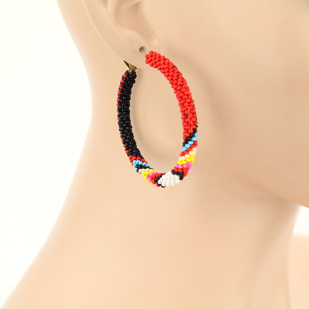 Seed Bead Hoop Earrings Bluetortoisewholesale 7843