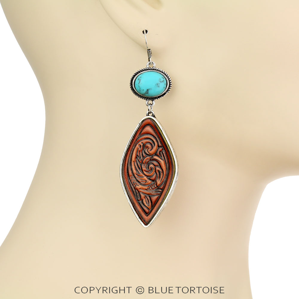 925 Sterling Silver Natural Turquoise Pear Shaped Handmade Dangle Earrings – Nickel-Free