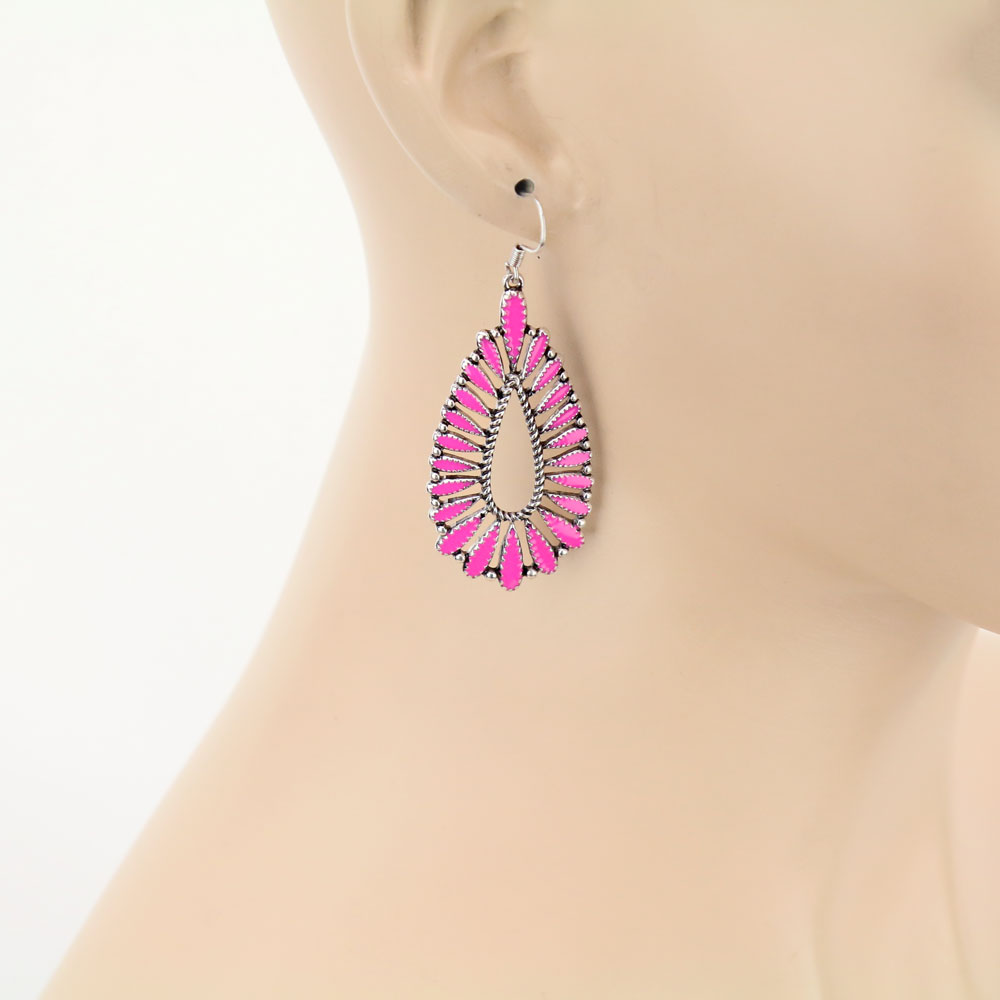 Western Teardrop Epoxy Dangle Earrings Bluetortoisewholesale