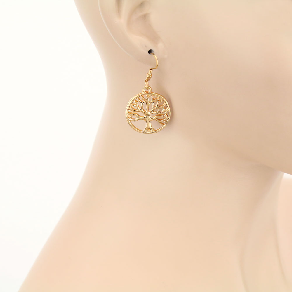 Orecchini A Goccia Tree Of Life Con Foglie Blu E Zirconi Cubici - Pendenti Eleganti Donna - Regalo