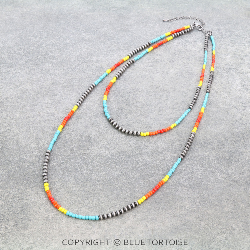 Seed Bead & Pearl Layered Necklace – Bluetortoisewholesale