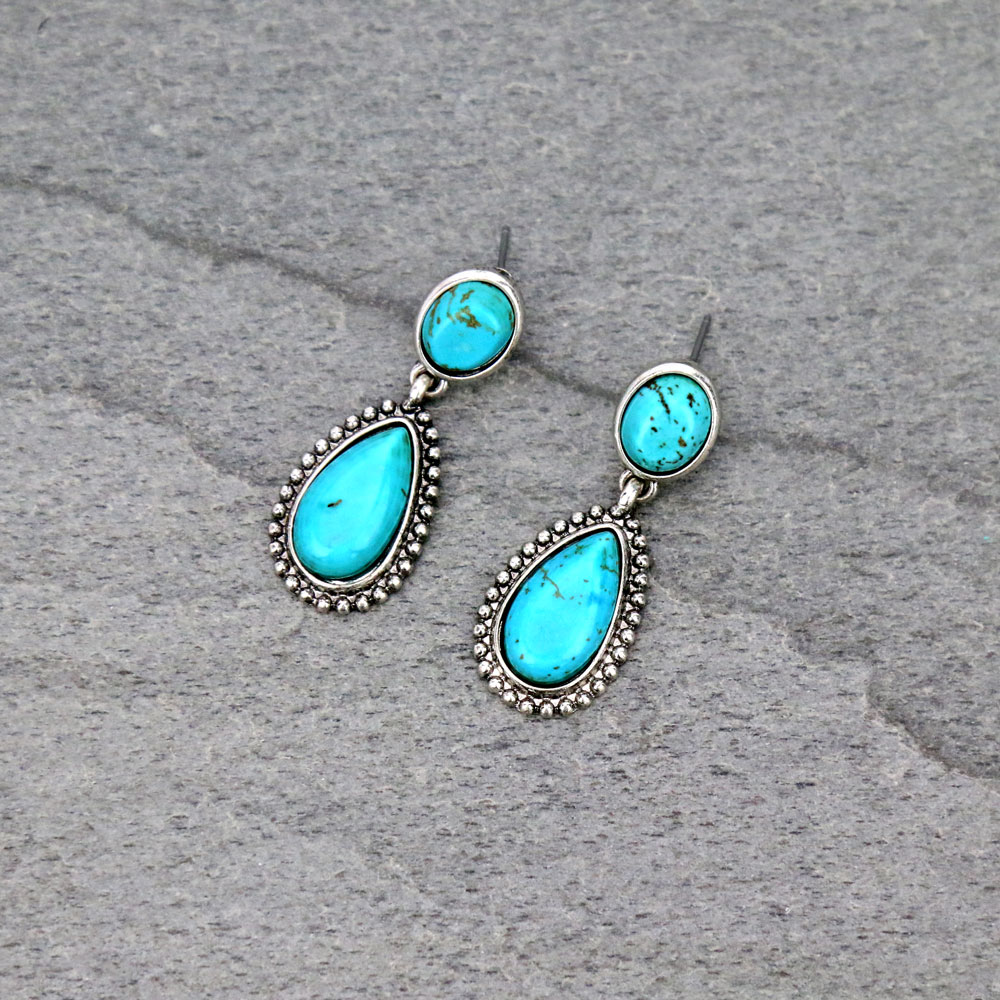 Western Teardrop Stone Stud Earrings – Bluetortoisewholesale