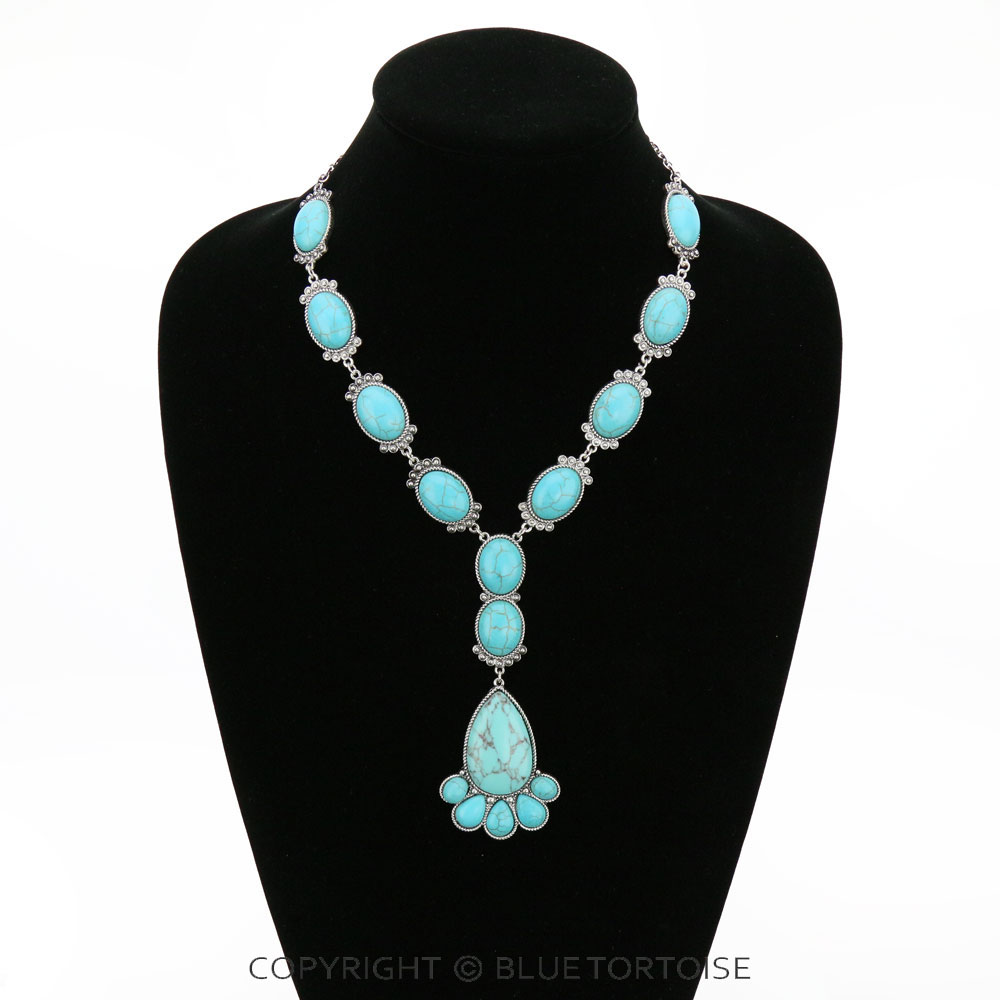 Western Cabochon Stone Y Necklace – Bluetortoisewholesale