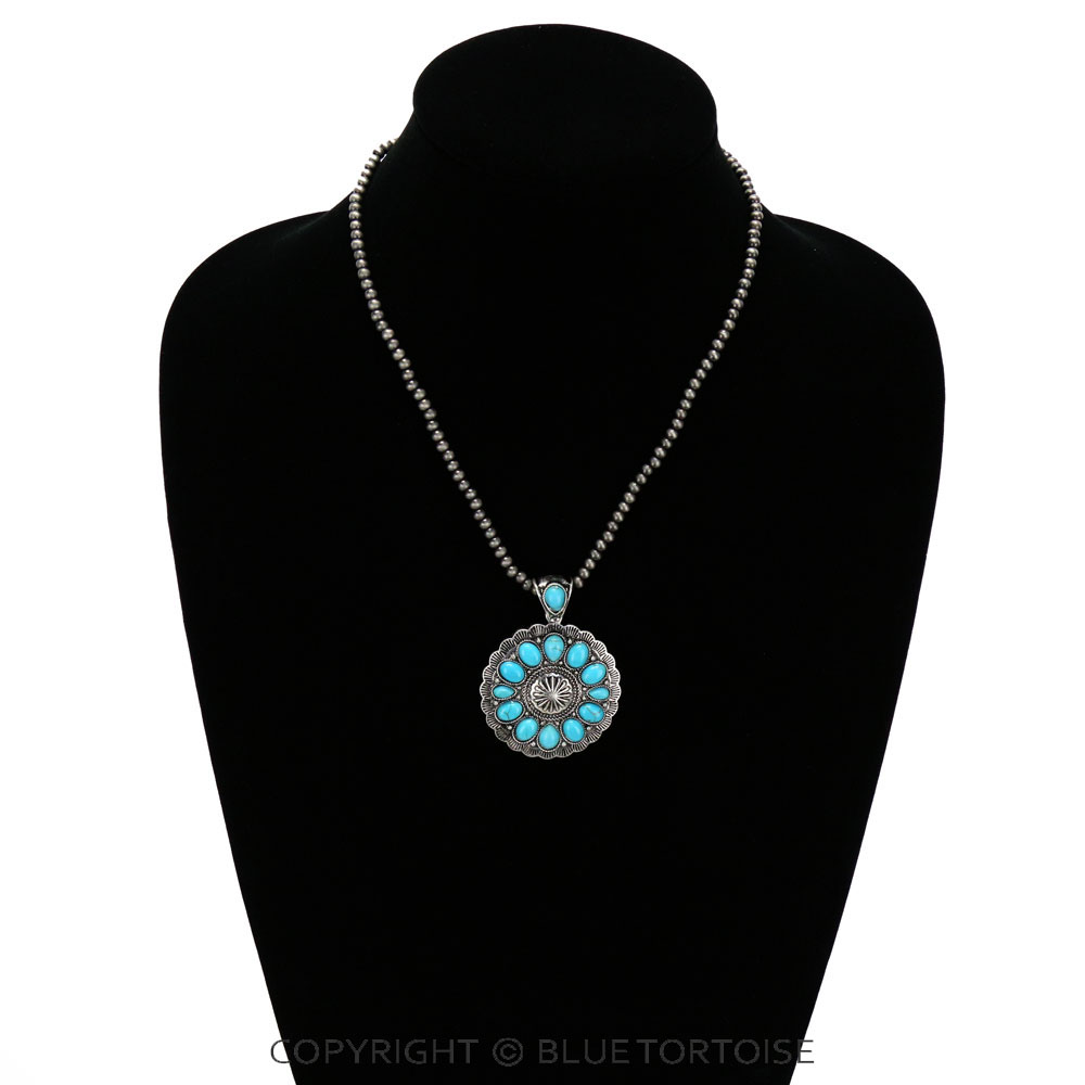 Navajo Style Bead with Western Pendant Necklace – Bluetortoisewholesale