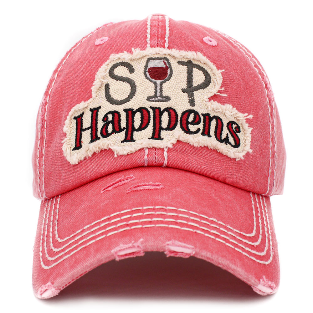 “Sip Happens” Washed Vintage Ballcap – Bluetortoisewholesale