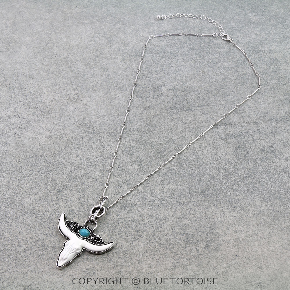 Western Ivory Steer Skull Necklace