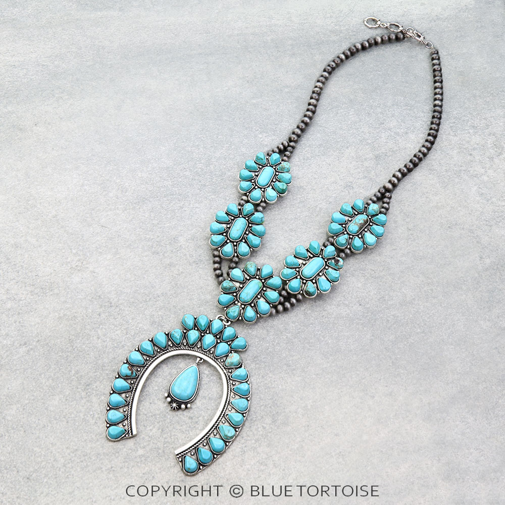 Monster size Full Squash Blossom Natural Stone Necklace