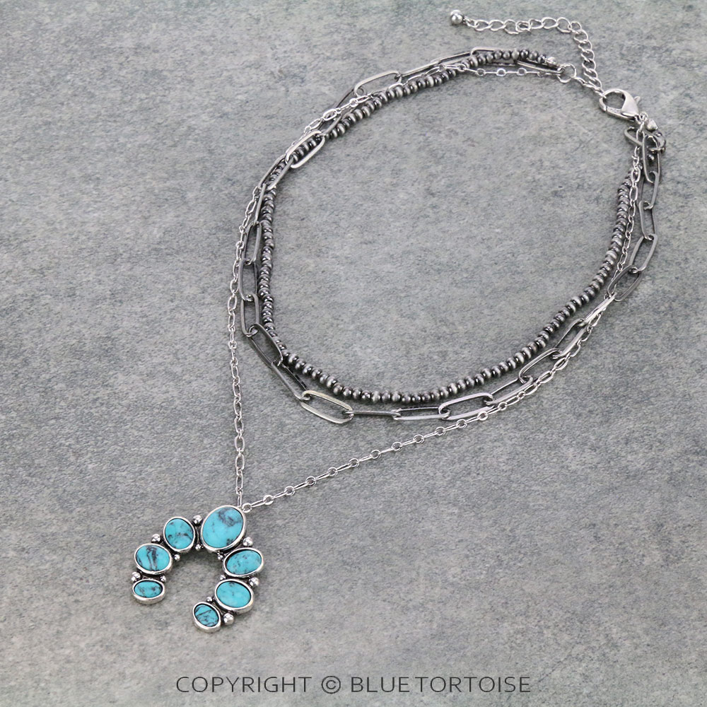 Multi Layered with Squash Blossom Pendant Necklace – Bluetortoisewholesale