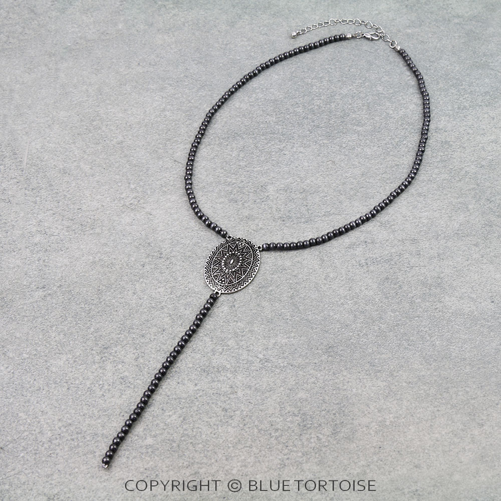 Navajo Style Pearl with Aztec Y Necklace