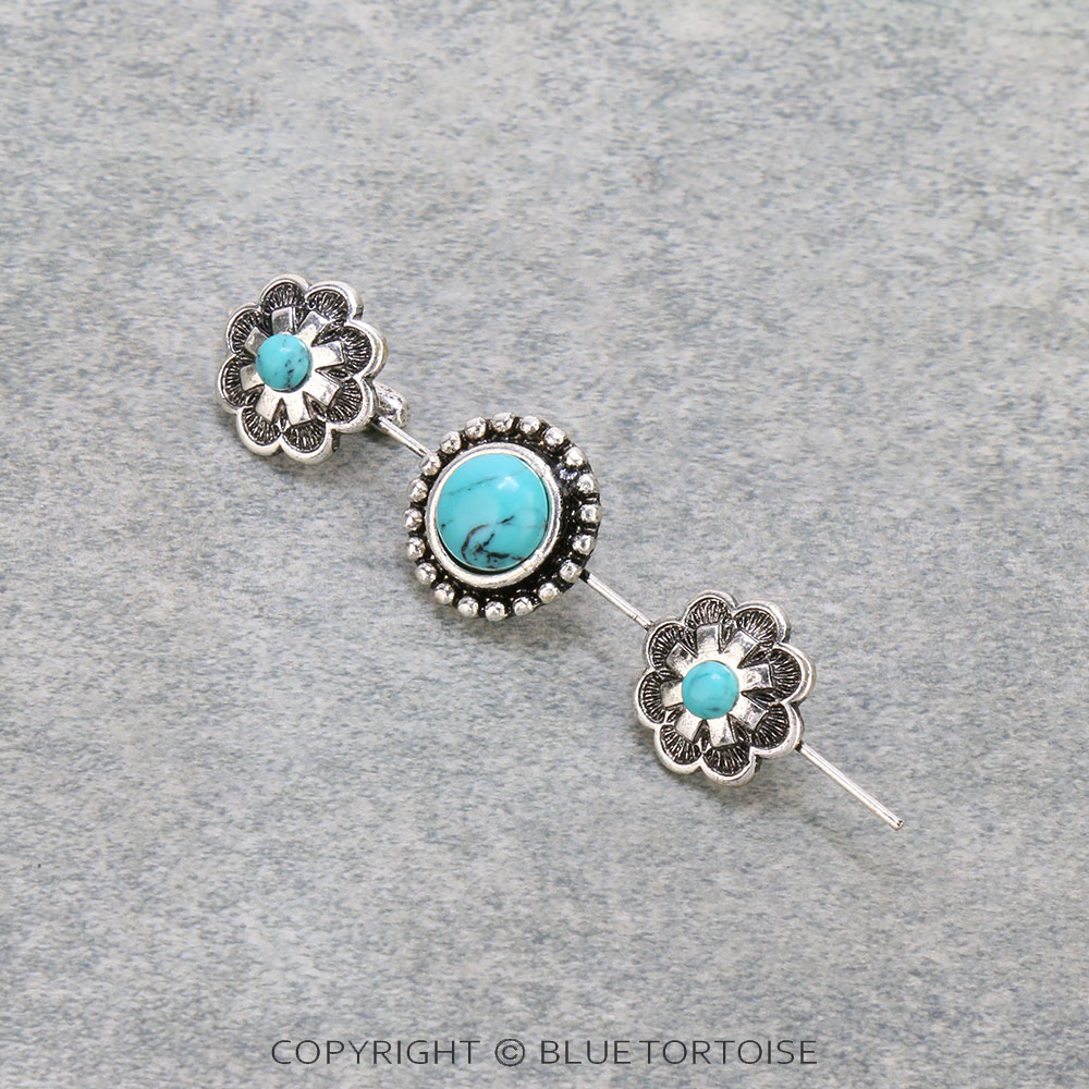 Western Concho Ear Pin Earrings Bluetortoisewholesale