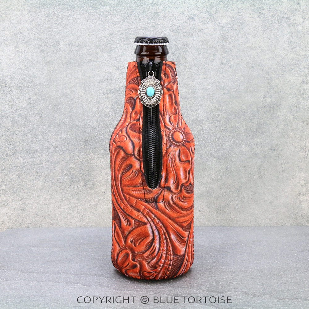 Red Leather Embossed Design Bottle Drink Sleeve/Cooler ...