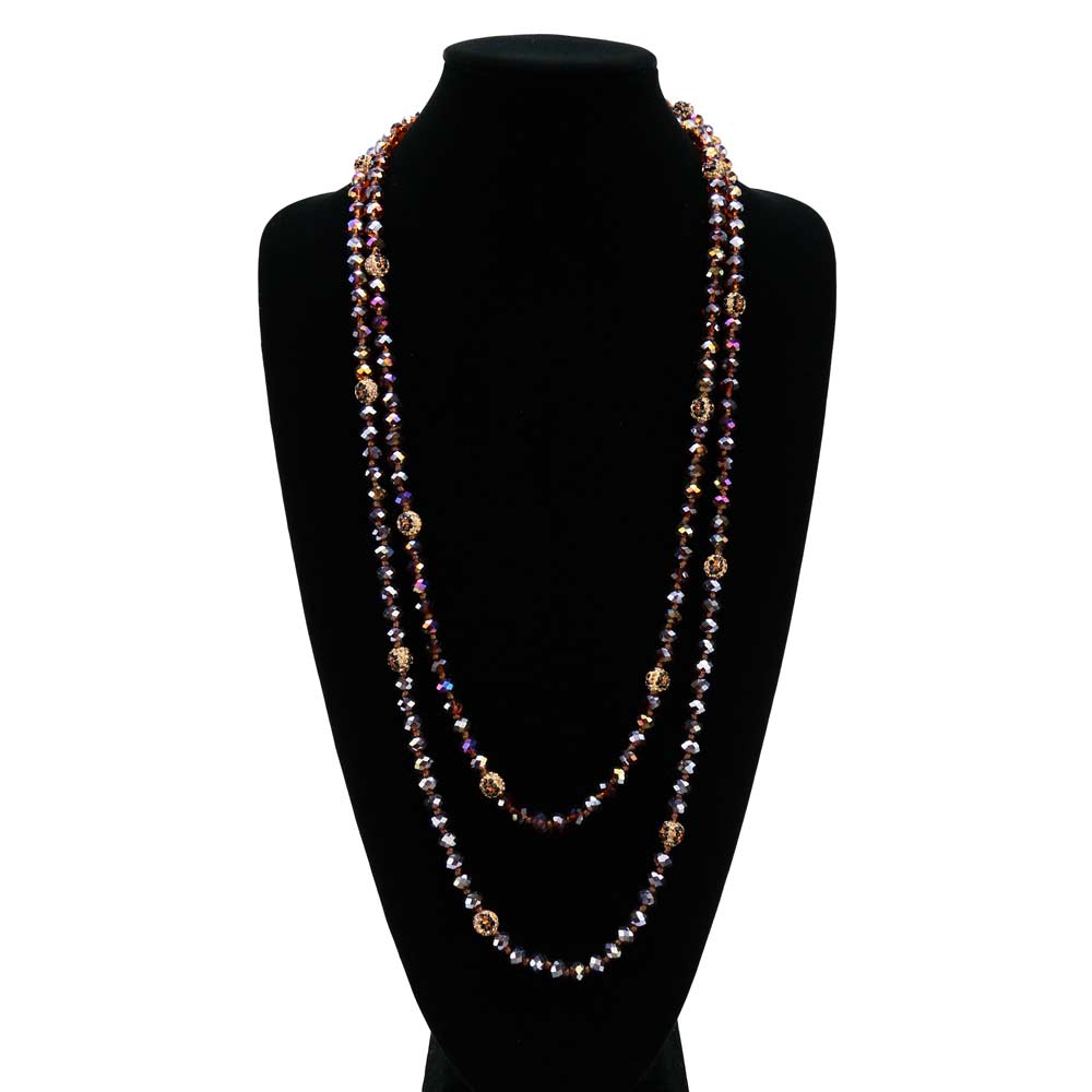 60″ Glass Bead Long Necklace Bluetortoisewholesale