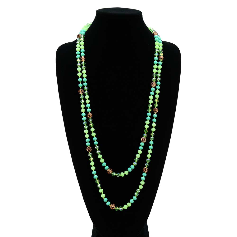 60″ Glass Bead Long Necklace Bluetortoisewholesale