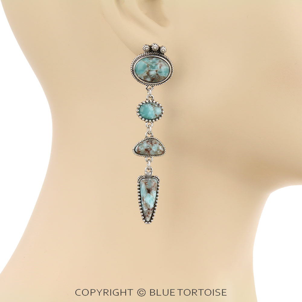 Western Hand Craft Stone Stud Earrings – Bluetortoisewholesale